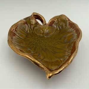 California Originals MCM Art Pottery Ashtray #867, Gold, Green, Brown